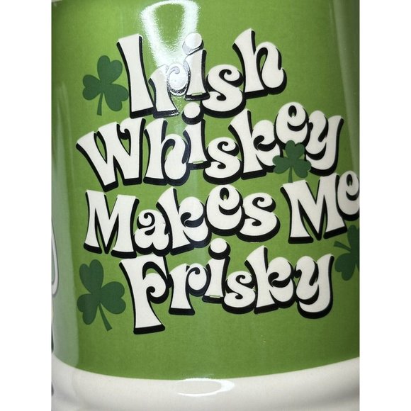 Irish Whiskey Makes Me Frisky Xl  Beer Stein Mug Green White New St Patrick's - Picture 1 of 6